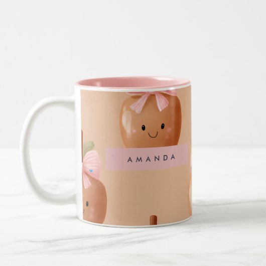 Personalisiert Fall Cosy Niedlich Caramel Apfelkug Zweifarbige Tasse (Links)