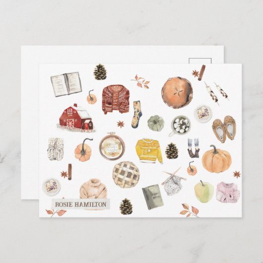 Personalisiert Fall Cozy Oktober Postkarten (Vorne/Hinten)