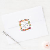 Personalisiert Fall Floral Vielen Dank Quadratischer Aufkleber (Umschlag)