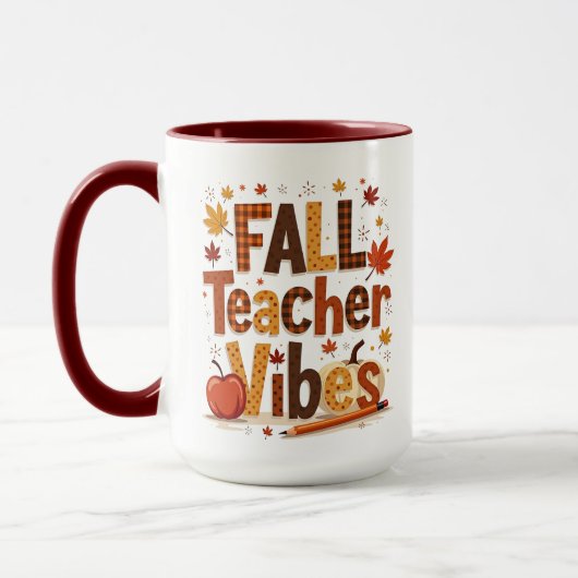 Personalisiert Fall Teacher Vibes Tasse (Links)