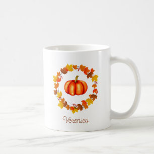 Personalisiert Fall Wreath Pumpkin-Geschenk Kaffeetasse