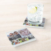 Personalisiert, Familie, Collage of Fotos Glasuntersetzer (Schrägansicht)