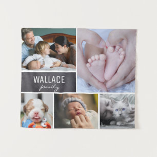 Personalisiert, Familienfoto Collage, Chalkboard Wandteppich