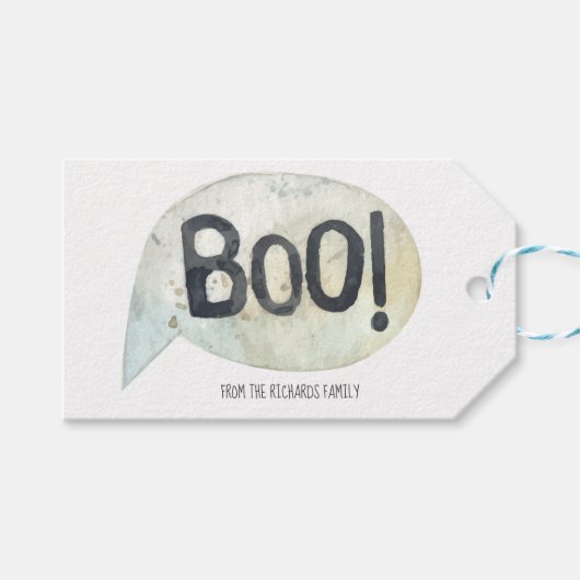 Personalisiert Familienname Boo Halloween Geschenkanhänger (Vorderseite (Horizontal))