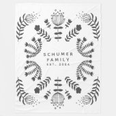 Personalisiert Familienname Schwarz-weiße Skandina Fleecedecke (Vorderseite)