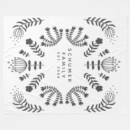 Personalisiert Familienname Schwarz-weiße Skandina Fleecedecke (Vorderseite (Horizontal))