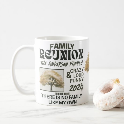 PERSONALISIERT FAMILY WIEDERSEHEN OAK KAFFEETASSE (Mit Donut)