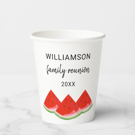 Personalisiert Family Wiedersehen Red Watermelon Pappbecher (Rückseite)