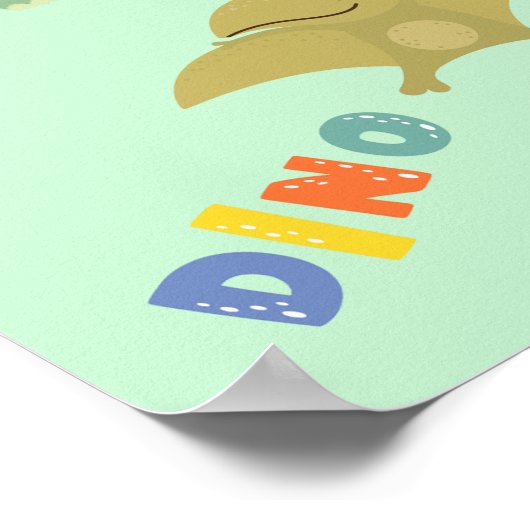 Personalisiert farbenfrohe Dino Poster (Ecke)