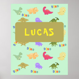 Personalisiert farbenfrohe Dino Poster