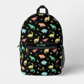 Personalisiert farbenfroher Dinosaurier Dino Patte Bedruckter Rucksack (Vorderseite)