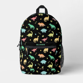 Personalisiert farbenfroher Dinosaurier Dino Patte Bedruckter Rucksack