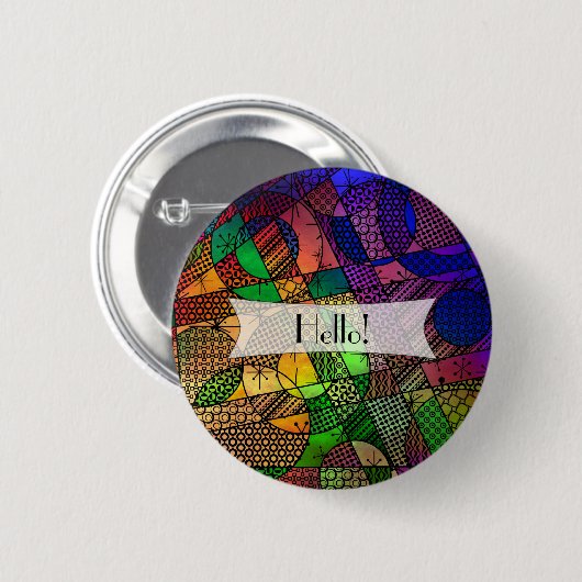 Personalisiert farbig, texturiert geometrisch Abst Button (Vorne & Hinten)