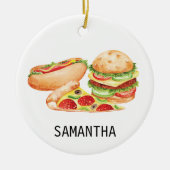 Personalisiert Fast Food Hamburger Pizza Hotdog Keramik Ornament (Vorne)