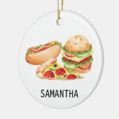 Personalisiert Fast Food Hamburger Pizza Hotdog Keramik Ornament (Links)