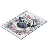 Personalisiert Fauna Mops Wasserfarben Notizblock (Linke Seite)