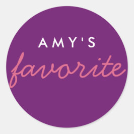 Personalisiert Favorit Pink Lila Runder Aufkleber