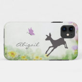 Personalisiert Fawn and Butterfly Deer iPhone Case (Rückseite (Horizontal))