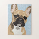 Personalisiert Fawn French Bulldog Puzzle<br><div class="desc">Personalisierte Pop Art franz. Bulldogge Puzzle mit einem niedlichen Rotbraun-Franchise auf pastellblauem Hintergrund,  der in eine beliebige Farbe und Ihren Namen geändert werden kann.</div>