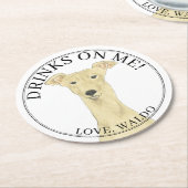 Personalisiert Fawn Greyhound Wedding Runder Pappuntersetzer (Angewinkelt)