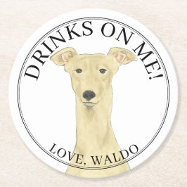 Personalisiert Fawn Greyhound Wedding Runder Pappuntersetzer