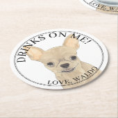 Personalisiert Fawn Long Hairs Chihuahua Wedding Runder Pappuntersetzer (Angewinkelt)