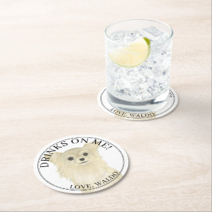 Personalisiert Fawn Long Hairs Chihuahua Wedding Runder Pappuntersetzer