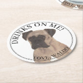 Personalisiert Fawn Masked Boxer Dog Wedding Runder Pappuntersetzer (Angewinkelt)