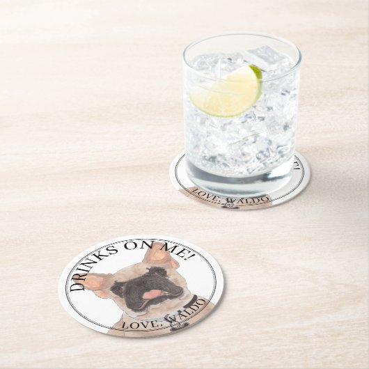 Personalisiert Fawn Masked Frenchie French Bulldog Runder Pappuntersetzer (Vor Ort)