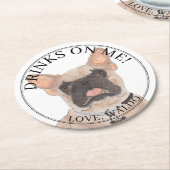 Personalisiert Fawn Masked Frenchie French Bulldog Runder Pappuntersetzer (Angewinkelt)