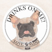 Personalisiert Fawn Masked Frenchie French Bulldog Runder Pappuntersetzer (Vorderseite)