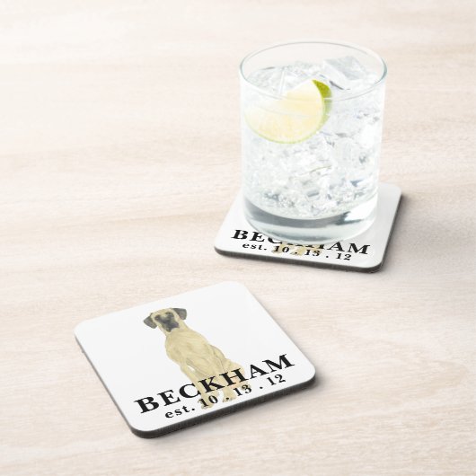 Personalisiert Fawn Masked Great Dane Getränkeuntersetzer (Rechte Seite)