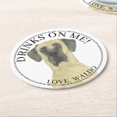 Personalisiert Fawn Masked Great Dane Hochzeit Runder Pappuntersetzer (Angewinkelt)