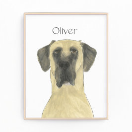 Personalisiert Fawn Masked Great Dane Hunde Kunst Fotodruck