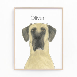 Personalisiert Fawn Masked Great Dane Hunde Kunst Fotodruck