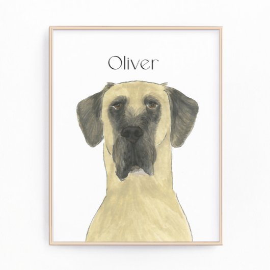 Personalisiert Fawn Masked Great Dane Hunde Kunst Fotodruck