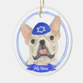 Personalisiert Fawn Tan Frenchie Dog Hanukkah Keramik Ornament (Links)