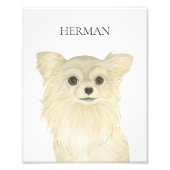 Personalisiert Fawn Tan Long Haired Chihuahua Art Fotodruck (Vorne)