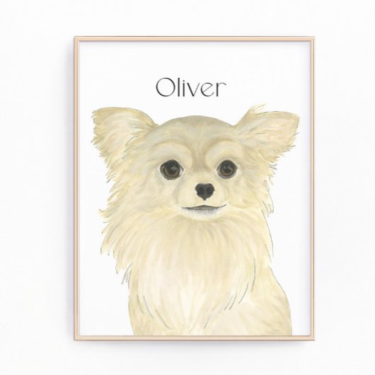 Personalisiert Fawn Tan Long Haired Chihuahua Art Fotodruck