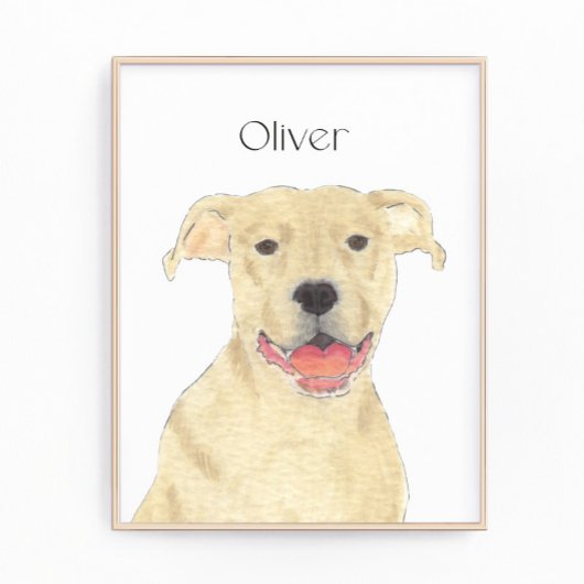 Personalisiert Fawn Tan Pitbull Staffy Dog Art Fotodruck