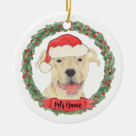 Personalisiert Fawn Tan Staffy Pitbull Keramik Ornament (Vorne)