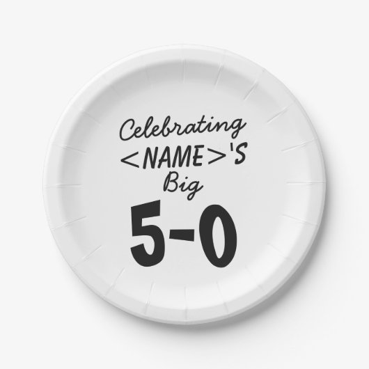 Personalisiert feiern wir den 5-0 50. Geburtstag Pappteller (Vorderseite)