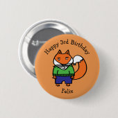 Personalisiert Felix der Fox Happy Birthday Button (Vorne & Hinten)
