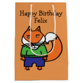 Personalisiert Felix der Fox Happy Birthday Mittlere Geschenktüte (Rückseite)