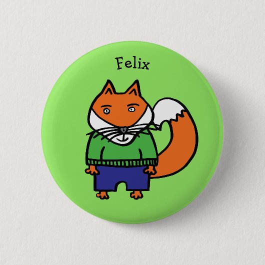 Personalisiert Felix der Fuchs Button (Vorderseite)