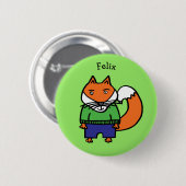 Personalisiert Felix der Fuchs Button (Vorne & Hinten)