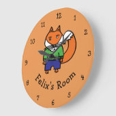 Personalisiert Felix der Fuchs Große Wanduhr (Winkel)