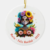 Personalisiert Feliz Navidad De Los Muertos Keramik Ornament (Vorne)
