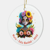 Personalisiert Feliz Navidad De Los Muertos Keramik Ornament (Links)