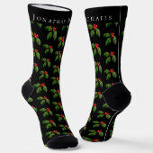 Personalisiert Festivals Holly Berry Black Holiday Socken (Gewinkelt)